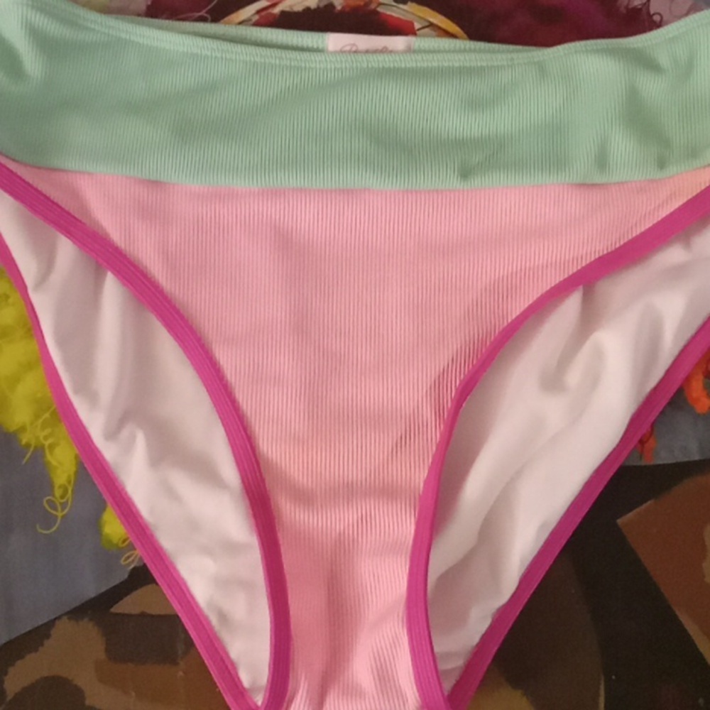 Pink Lily Vibrant Pink and Green Bikini